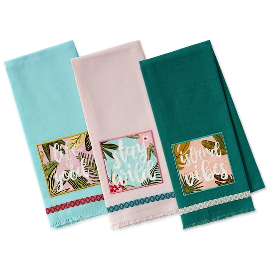 DII® Island Tropics Embellished Dish Towels, 3ct.